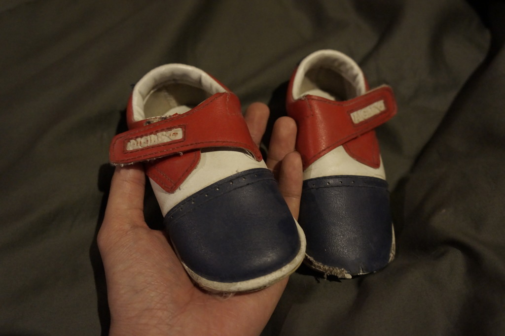 My first shoes.  They still have dried Philippine soil on the bottom